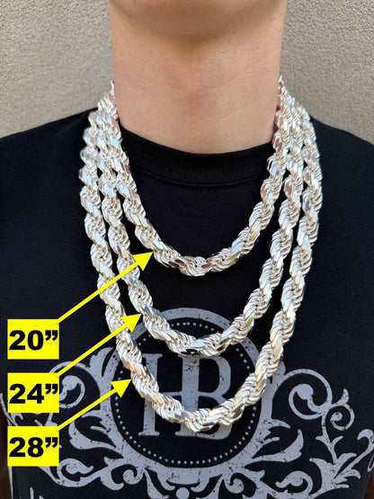 Real Solid 925 Silver 12.5mm Thick Men's Handmade Rope Chain Big Necklace ITALY Imported from eBay HarlemBling