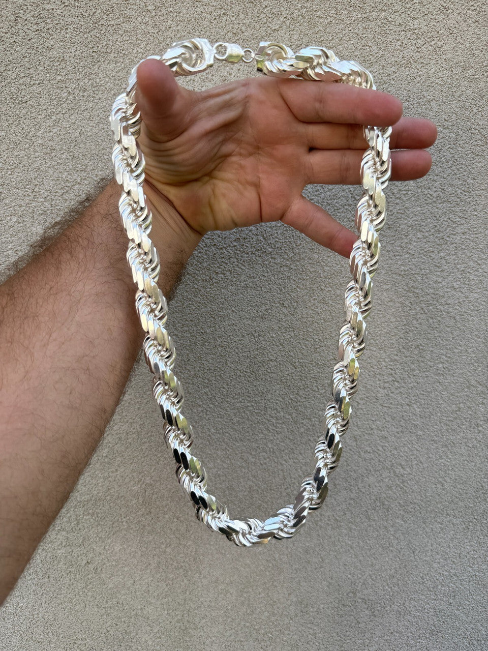 Real Solid 925 Silver 16.5mm Thick Men's Kilo Rope Chain Dookie Necklace ITALY Imported from eBay HarlemBling