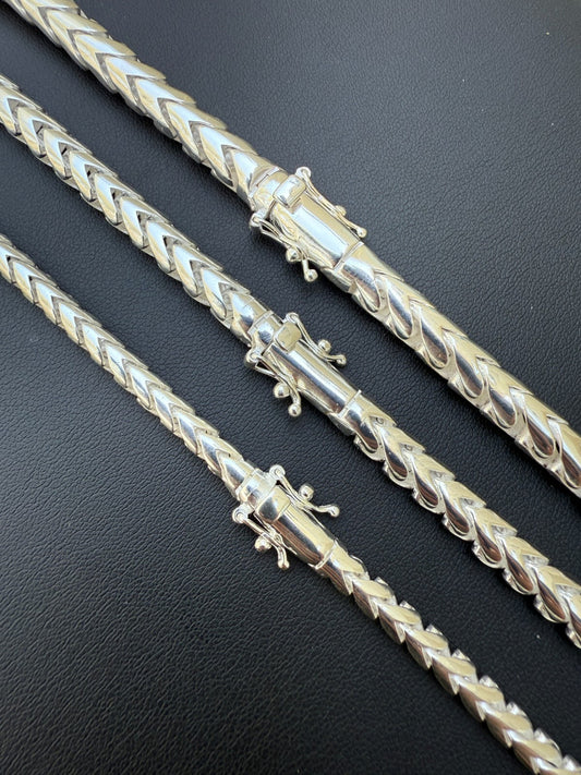 Real Solid 925 Silver Round Franco Chain 5-7mm Necklace Handmade W. Box Clasp Imported from eBay HarlemBling