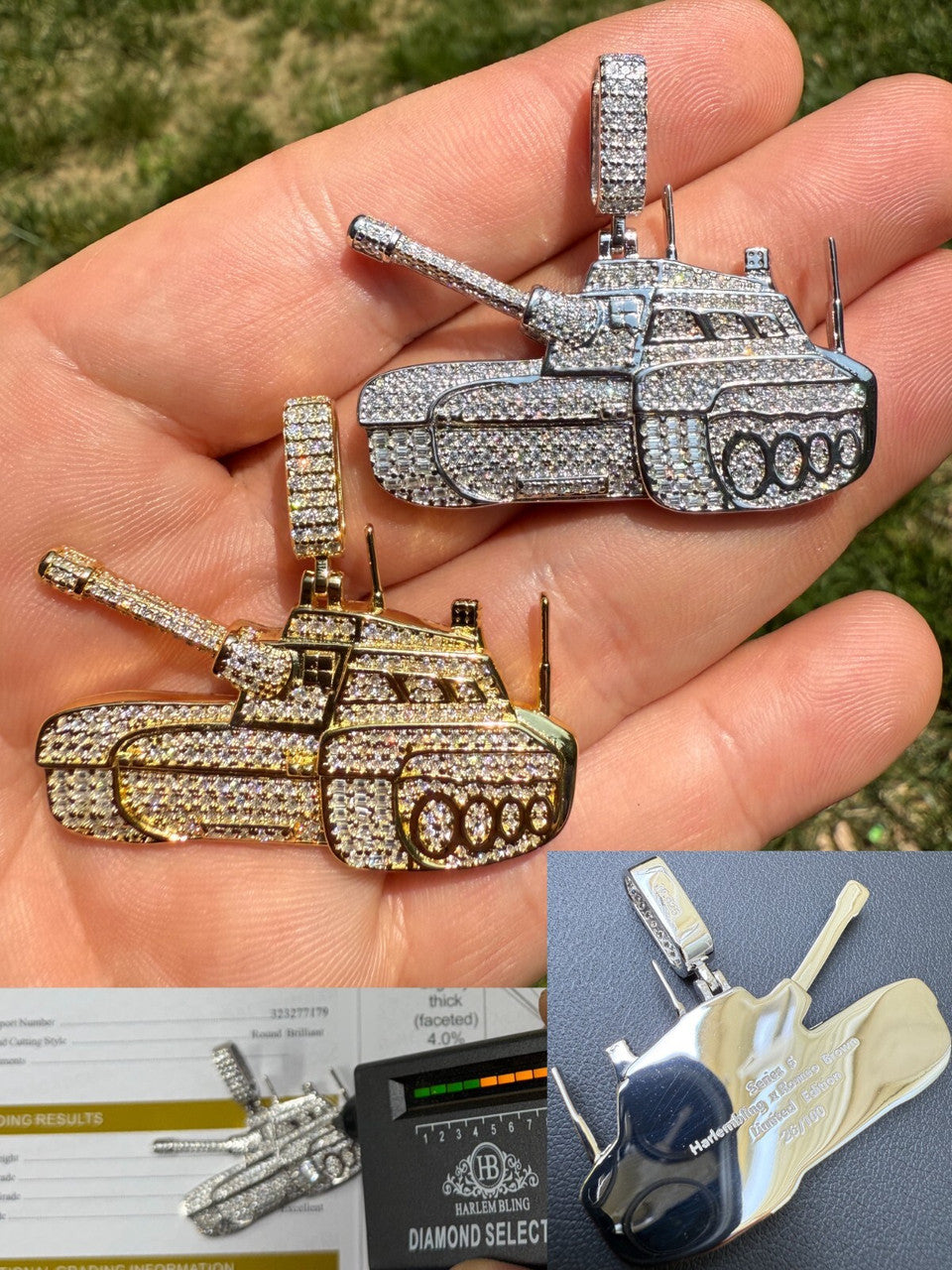 SERIES 6: Limited Edition Moissanite Army Tank Pendant Harlembling x Romeo Brown PENDANTS HarlemBling