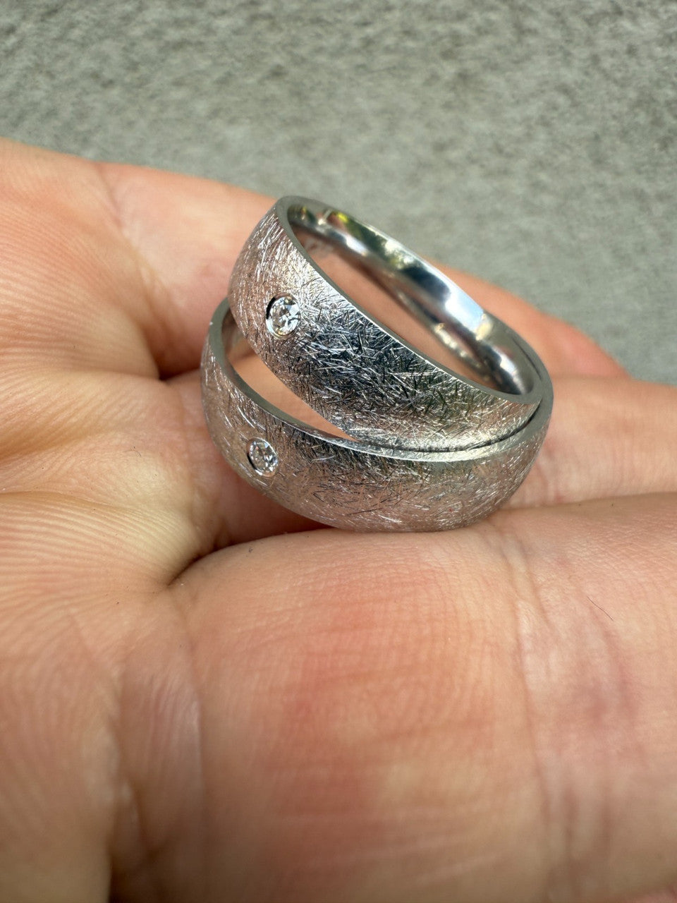 Scraped 925 Silver Men's Ladies 6mm Wedding Band Ring W. Solitaire Moissanite Imported from eBay HarlemBling