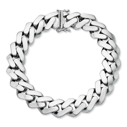 Monaco Cuban Bracelet HOLLOW - Rhodium Finish 925 Sterling Silver - 7"-9" - 9mm-15mm