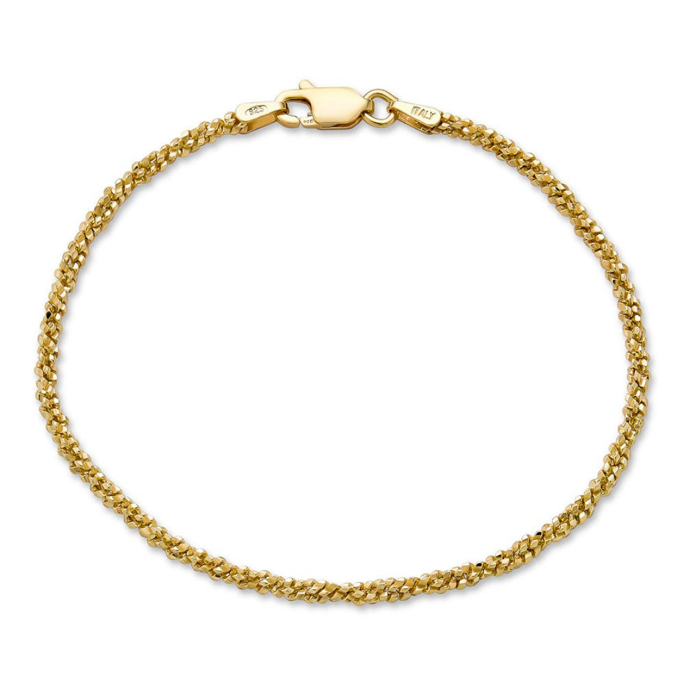 Sparkle Link Bracelet - 14k Gold Vermeil 925 Sterling Silver - 6"-8.5" - 3mm