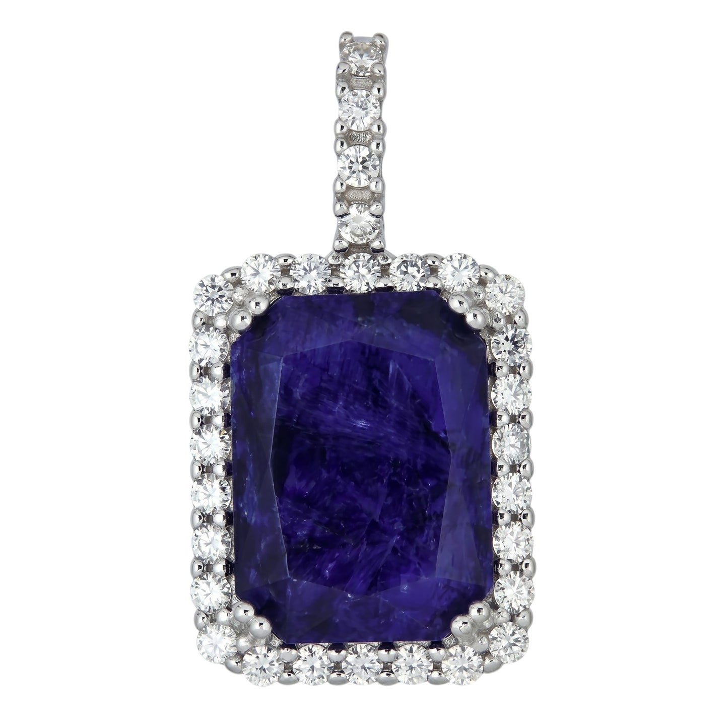MOISSANITE Royalty Midnight Ocean Pendant - 925 Silver - Genuine Blue Sapphire Stone