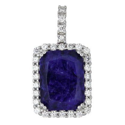 MOISSANITE Royalty Midnight Ocean Pendant - 925 Silver - Genuine Blue Sapphire Stone
