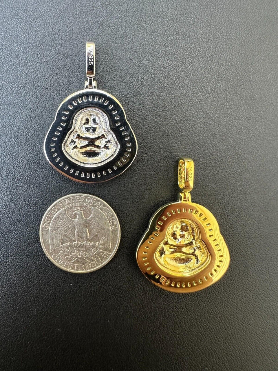 Buddha Pendant Real Moissanite Solid 925 Silver / 14k Gold Plated Iced Necklace