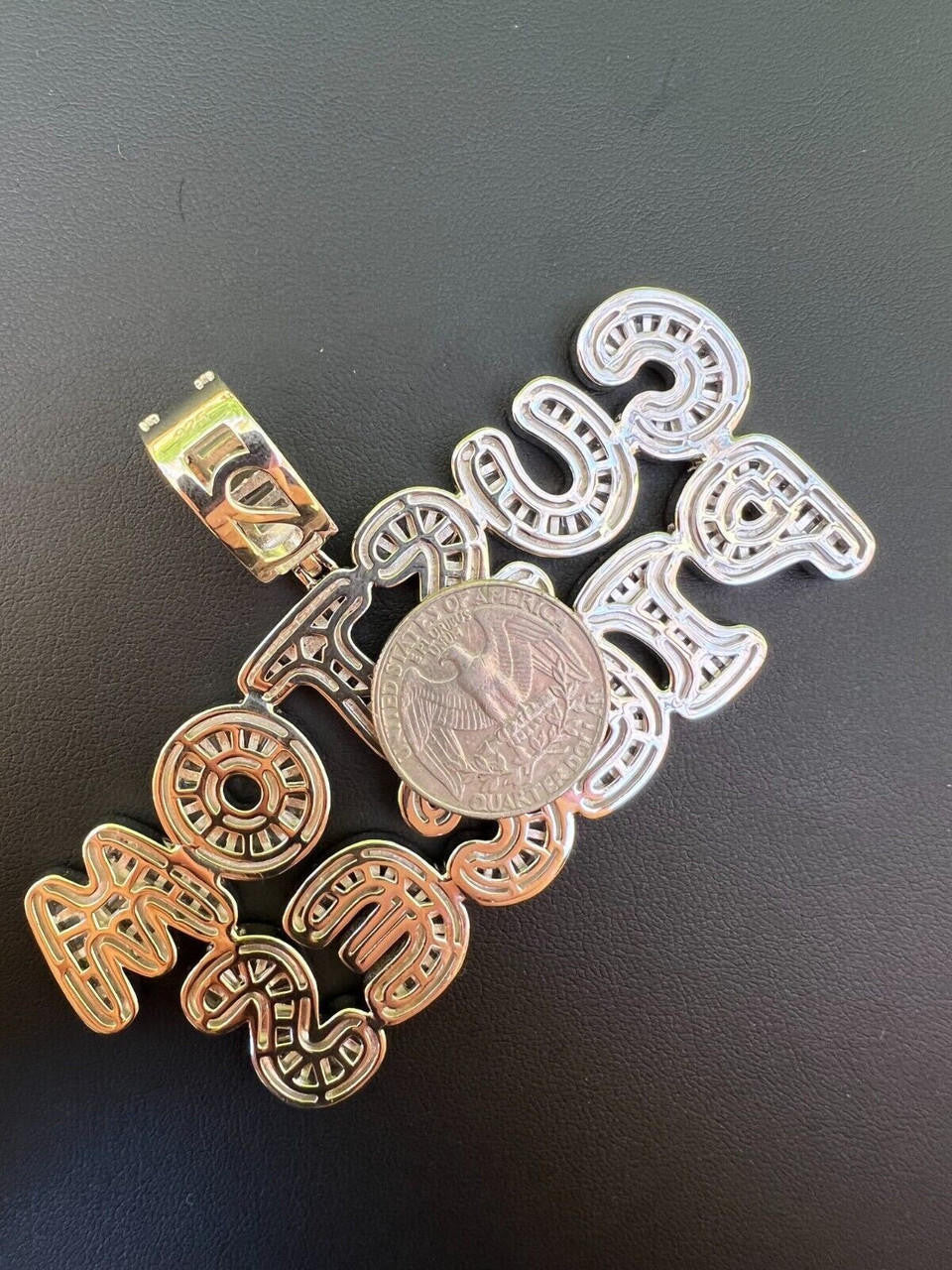 Custom Baguette Bubble Letter Pendant Or Number CZ Or Moissanite Graffiti Name 925 Silver