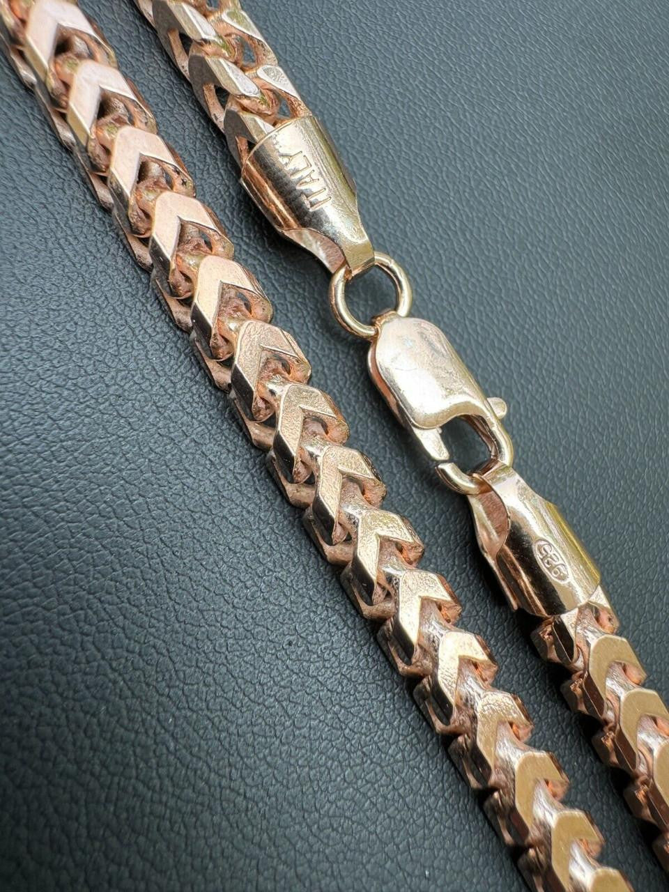 Franco Link Chain Necklace - Rose Gold Vermeil 925 Silver - 16"-30" - 2mm-5mm