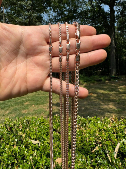Franco Link Chain Necklace - Rose Gold Vermeil 925 Silver - 16"-30" - 2mm-5mm
