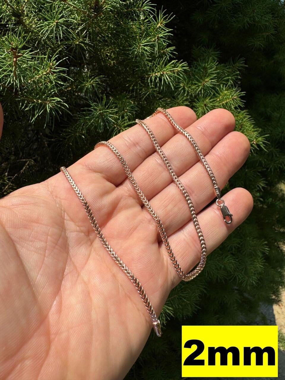 Franco Link Chain Necklace - Rose Gold Vermeil 925 Silver - 16"-30" - 2mm-5mm