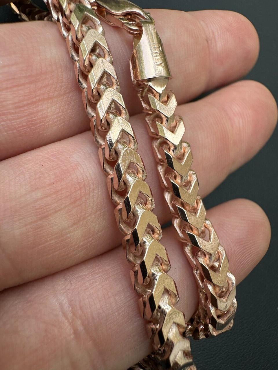 Franco Link Chain Necklace - Rose Gold Vermeil 925 Silver - 16"-30" - 2mm-5mm
