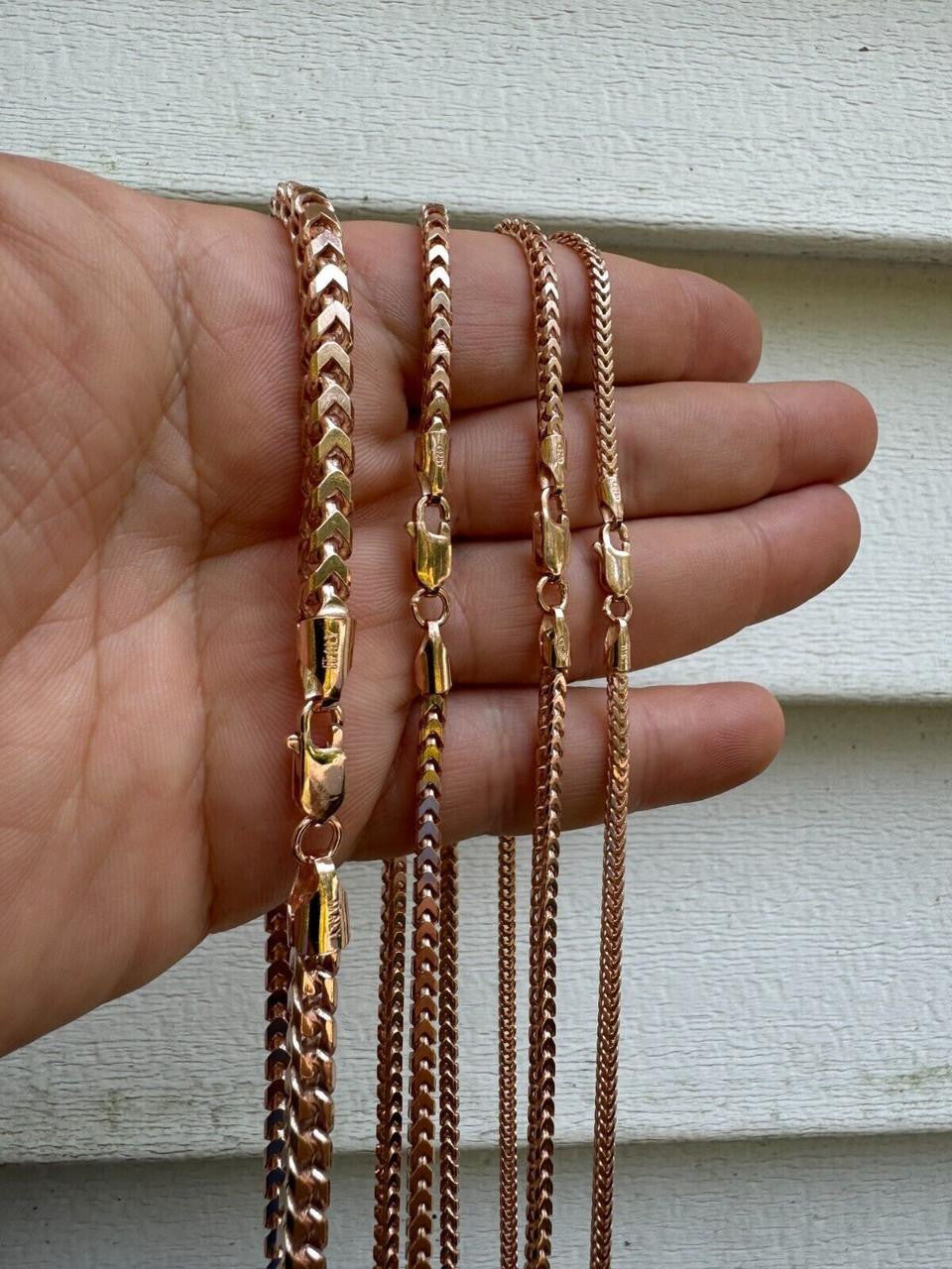 Franco Link Chain Necklace - Rose Gold Vermeil 925 Silver - 16"-30" - 2mm-5mm
