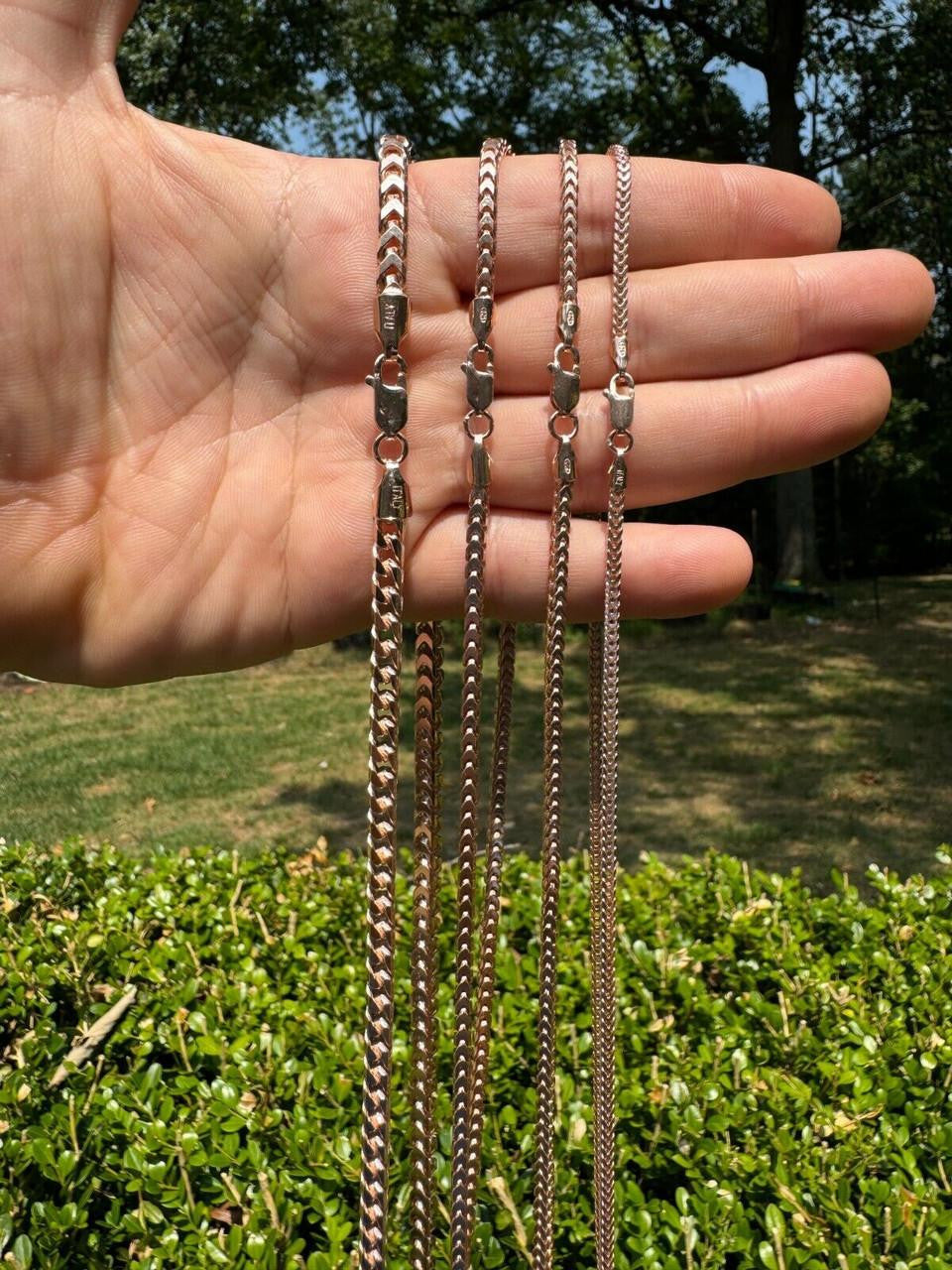 Franco Link Chain Necklace - Rose Gold Vermeil 925 Silver - 16"-30" - 2mm-5mm