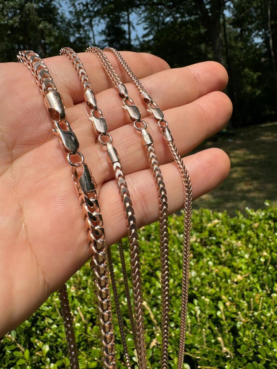 Franco Link Chain Necklace - Rose Gold Vermeil 925 Silver - 16"-30" - 2mm-5mm