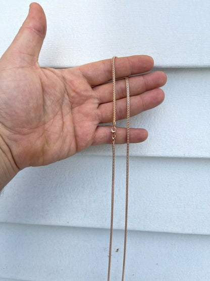 Franco Link Chain Real 14K Rose Gold Over Solid 925 Sterling Silver 2mm Necklace