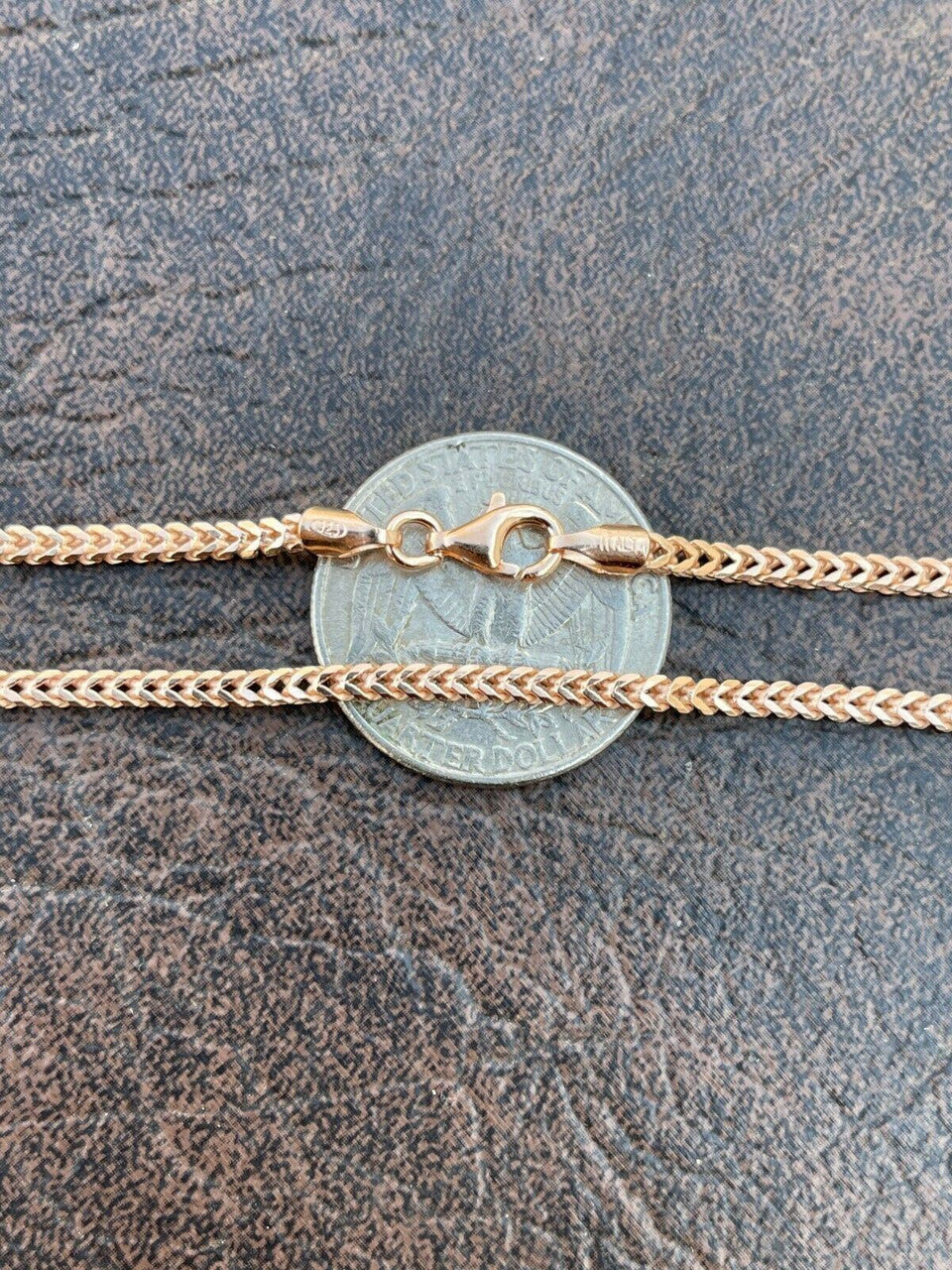 Franco Link Chain Real 14K Rose Gold Over Solid 925 Sterling Silver 2mm Necklace