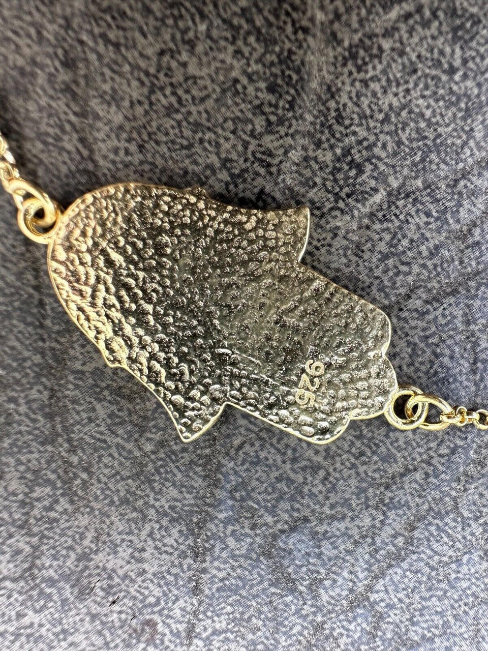 Hamsa Hand Bracelet Solid Real  925 Silver 14k Gold Plated Blue Enamel Evil Eye