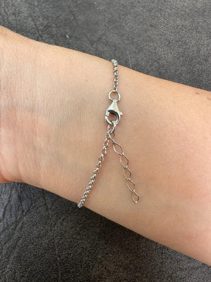 Hamsa Hand Bracelet Solid Real  925 Silver Blue Enamel Evil Eye Charm Adjustable