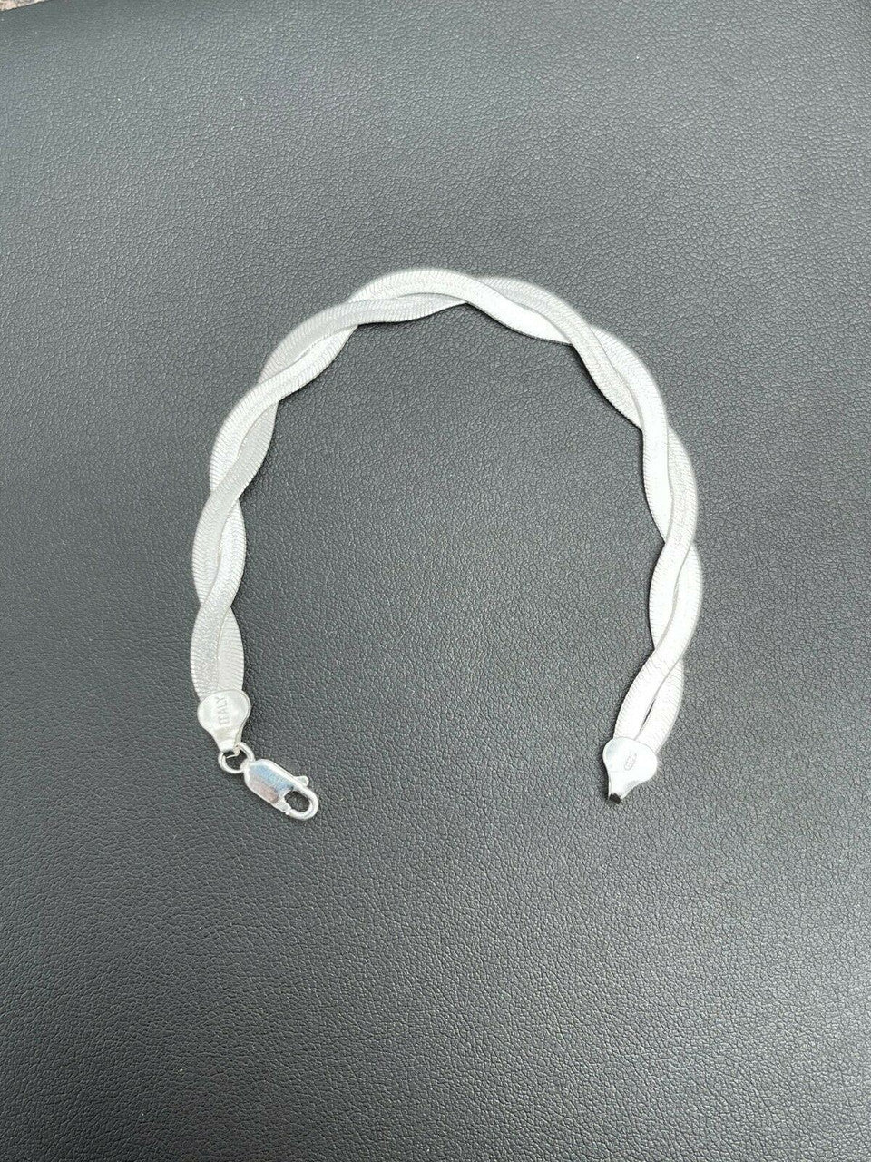 Handmade 7mm Thick Ladies Solid 925 Silver Twisted Braided Herringbone Bracelet 6 - 8.5