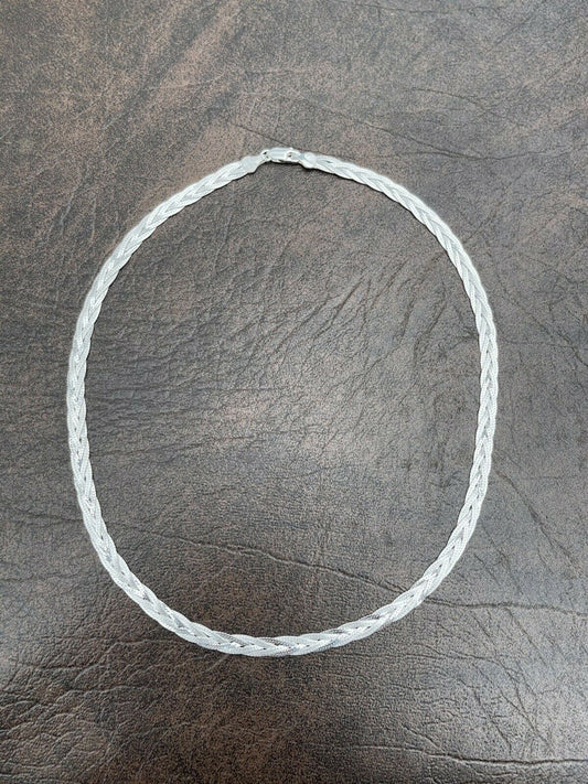 Handmade Ladies Solid 925 Sterling Silver Braided Herringbone Chain Necklace 6mm 14-22