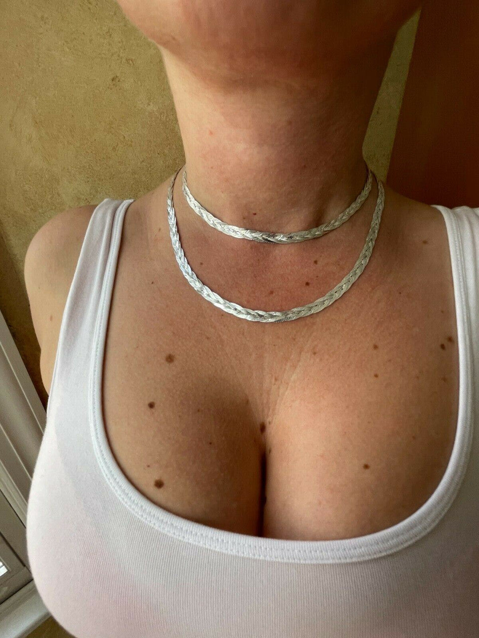 Handmade Ladies Solid 925 Sterling Silver Braided Herringbone Chain Necklace 6mm 14-22