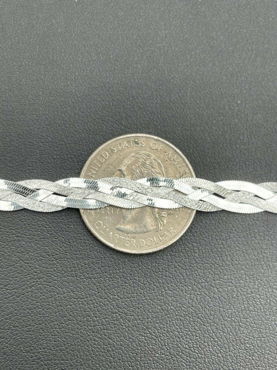 Handmade Ladies Solid 925 Sterling Silver Braided Herringbone Chain Necklace Diamond Cut