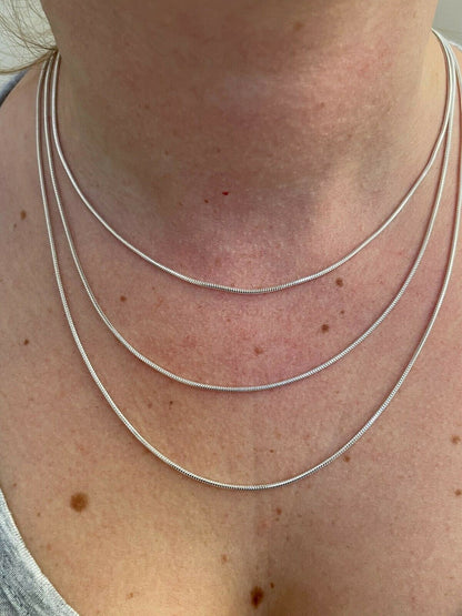 Handmade Solid 925 Sterling Silver 1.5mm Snake Chain Diamond Cut Ladies Necklace 14-30