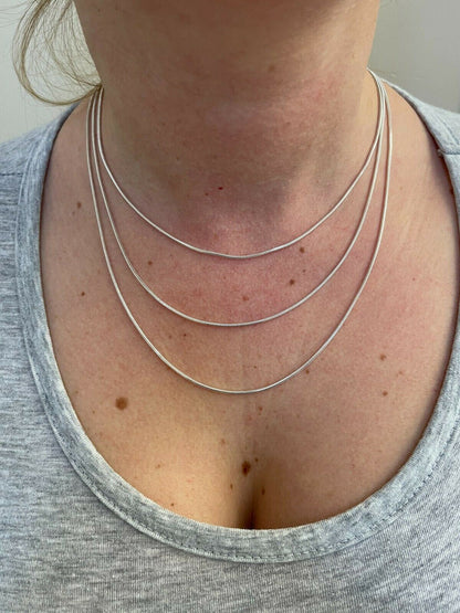 Handmade Solid 925 Sterling Silver 1.5mm Snake Chain Diamond Cut Ladies Necklace 14-30