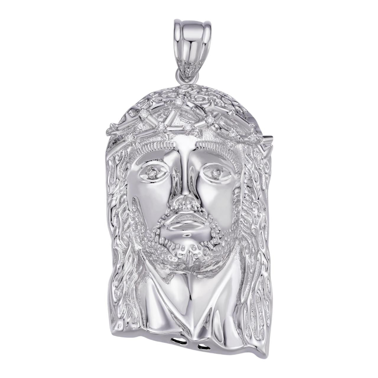 HarlemBling 0.1ct Real DIAMOND Detailed Hip Hop Jesus Pendant - 925 Silver - 3 Sizes 1"-3"
