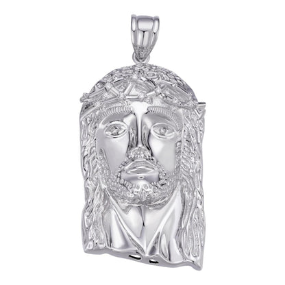 HarlemBling 0.1ct Real DIAMOND Detailed Hip Hop Jesus Pendant - 925 Silver - 3 Sizes 1"-3"