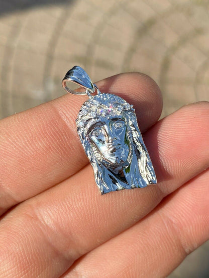 HarlemBling 0.1ct REAL VS Natural Diamond Solid 925 Sterling Silver Jesus Piece HIP HOP Iced