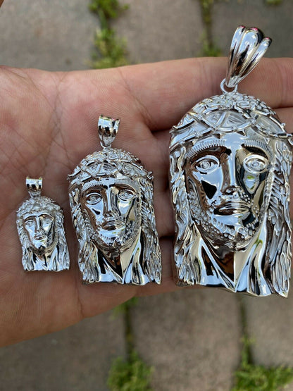 HarlemBling 0.1ct REAL VS Natural Diamond Solid 925 Sterling Silver Jesus Piece HIP HOP Iced