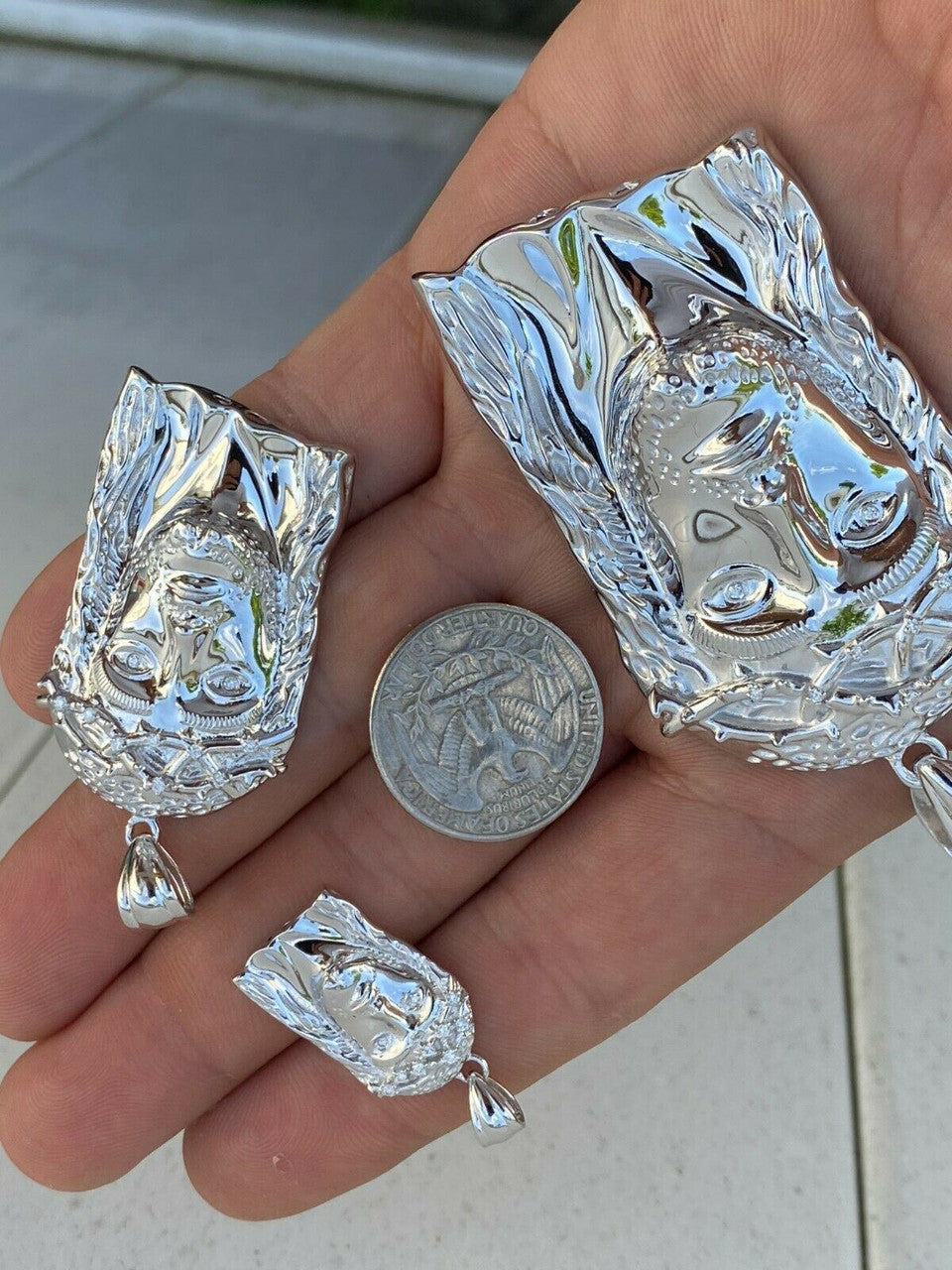 HarlemBling 0.1ct REAL VS Natural Diamond Solid 925 Sterling Silver Jesus Piece HIP HOP Iced