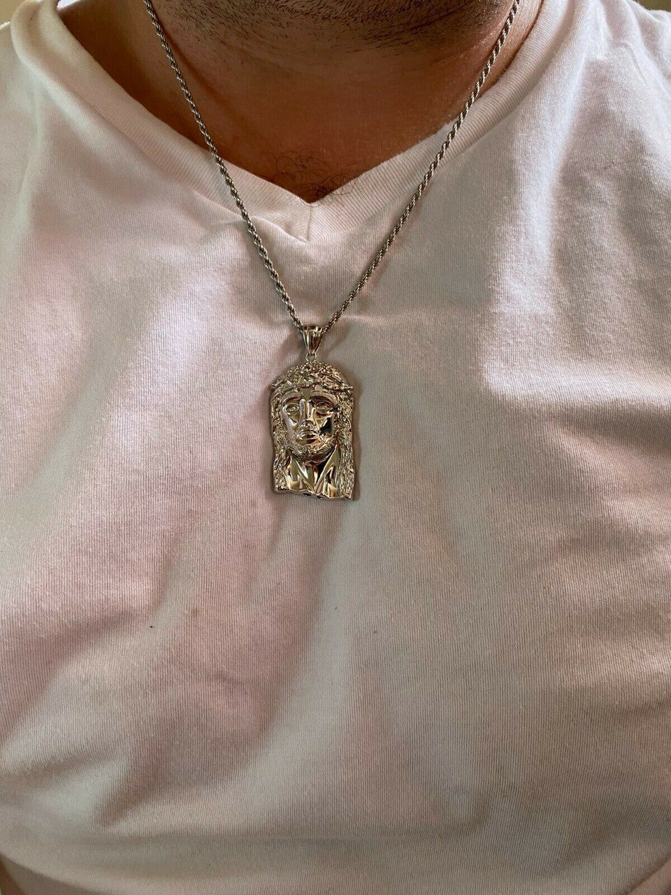 HarlemBling 0.1ct REAL VS Natural Diamond Solid 925 Sterling Silver Jesus Piece HIP HOP Iced