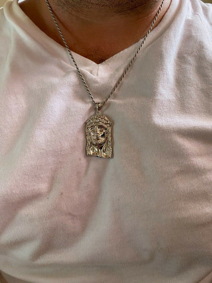 HarlemBling 0.1ct REAL VS Natural Diamond Solid 925 Sterling Silver Jesus Piece HIP HOP Iced