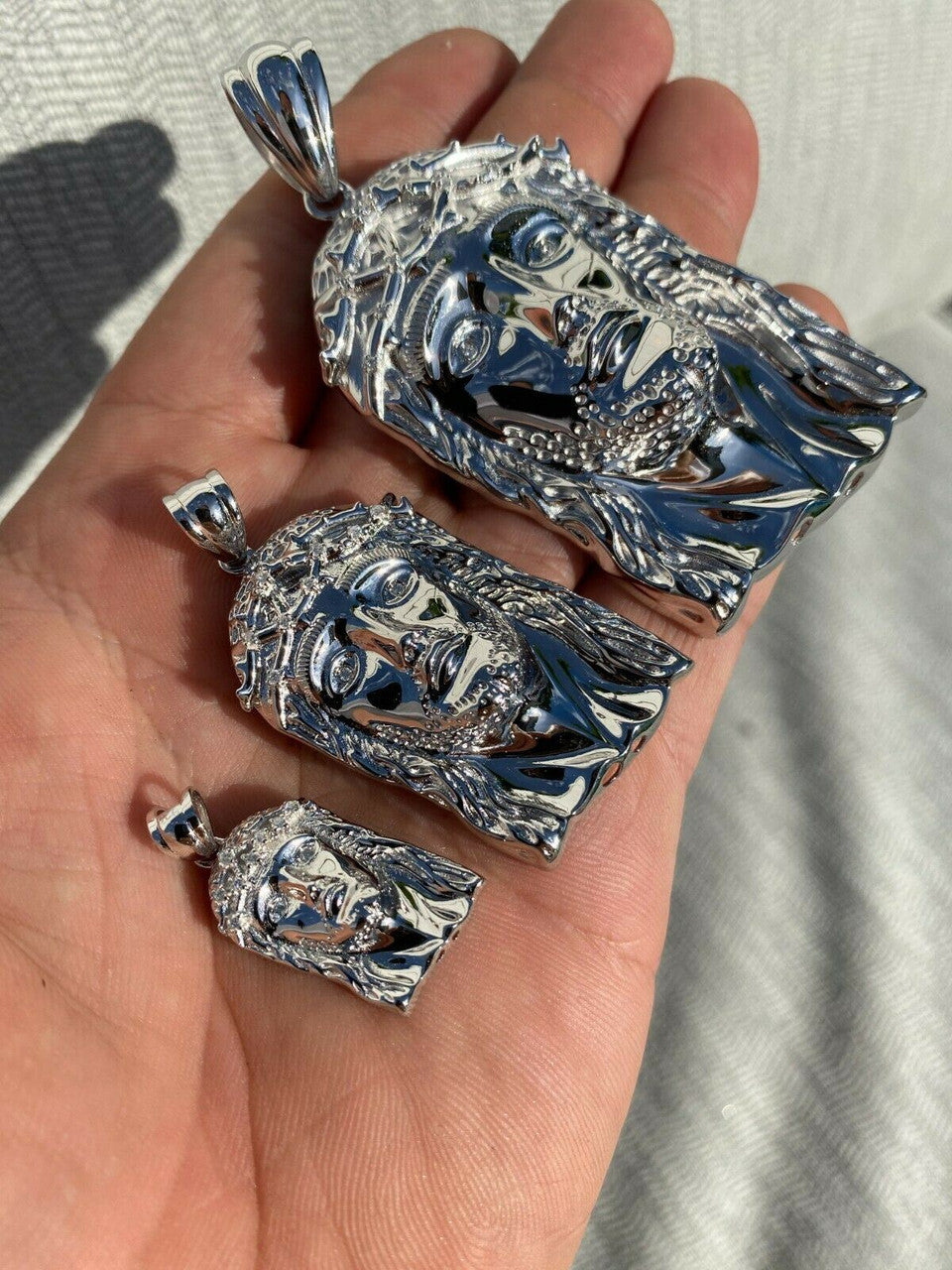 HarlemBling 0.1ct REAL VS Natural Diamond Solid 925 Sterling Silver Jesus Piece HIP HOP Iced