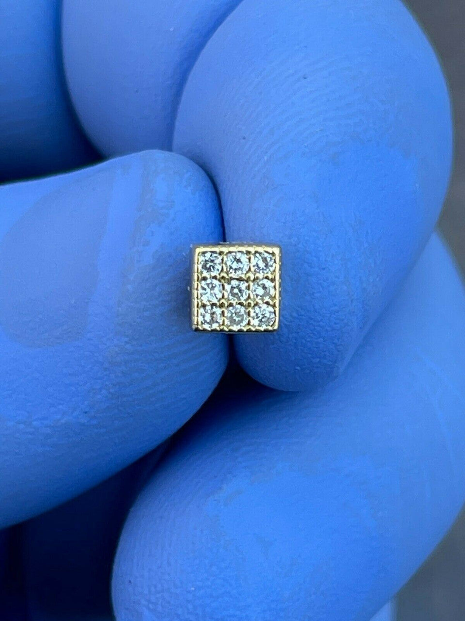 HarlemBling 0.2ct REAL Natural Diamond Mens Ladies Earrings Iced Small 5mm Square Gold Studs