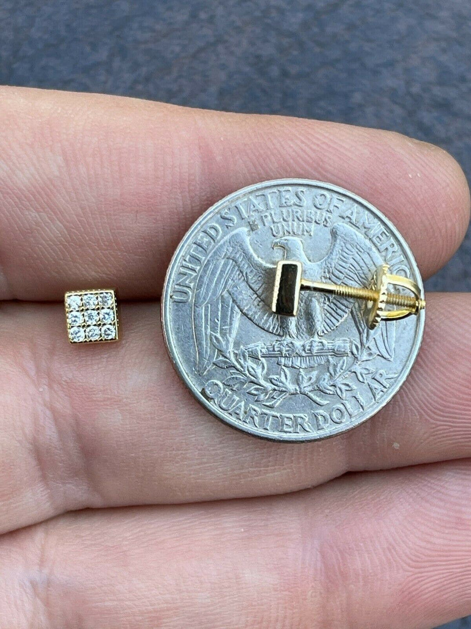 HarlemBling 0.2ct REAL Natural Diamond Mens Ladies Earrings Iced Small 5mm Square Gold Studs