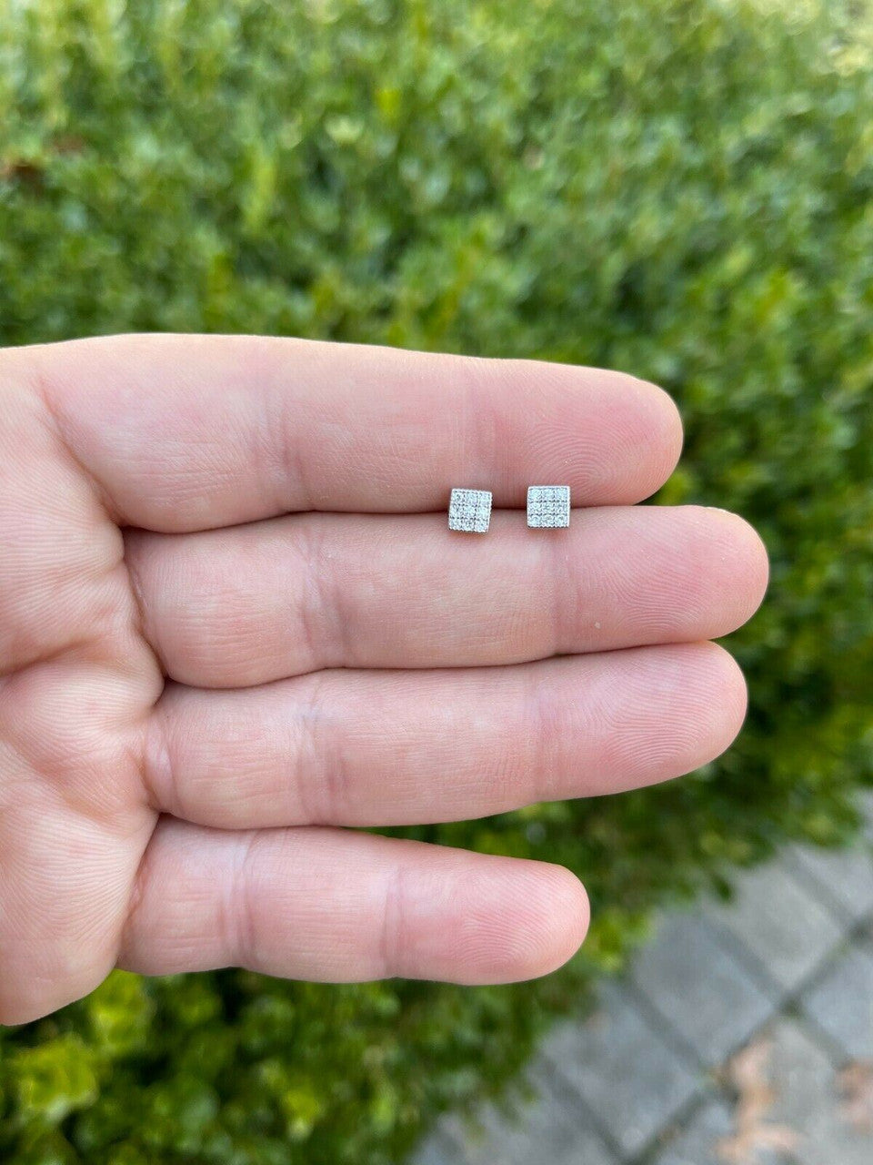 HarlemBling 0.2ct REAL Natural VS G Diamond Mens Ladies Earrings Iced Small 5mm Square Studs