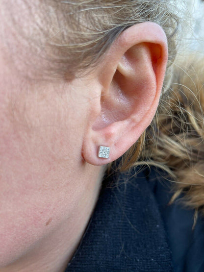 HarlemBling 0.2ct REAL Natural VS G Diamond Mens Ladies Earrings Iced Small 5mm Square Studs