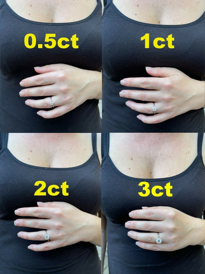 HarlemBling 0.5-4ct Real Moissanite Engagement Promise Ring Passes Diamond Tester 925 Silver