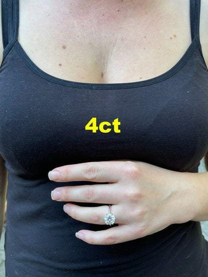 HarlemBling 0.5-4ct Real Moissanite Engagement Promise Ring Passes Diamond Tester 925 Silver