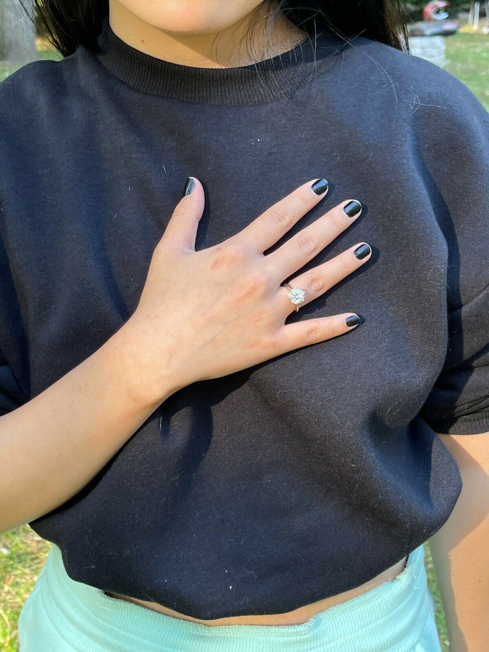 HarlemBling 0.5-4ct Real Moissanite Engagement Promise Ring Passes Diamond Tester 925 Silver