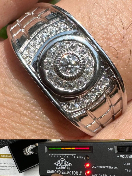 HarlemBling 0.5ct Moissanite Men's Real Solid 925 Silver Ring Passes Tester Iced Sizes 6-13