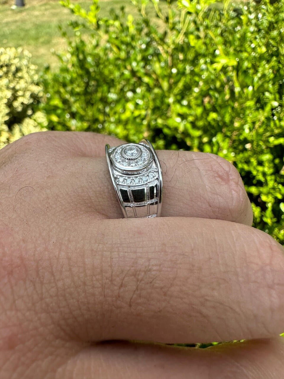 HarlemBling 0.5ct Moissanite Men's Real Solid 925 Silver Ring Passes Tester Iced Sizes 6-13