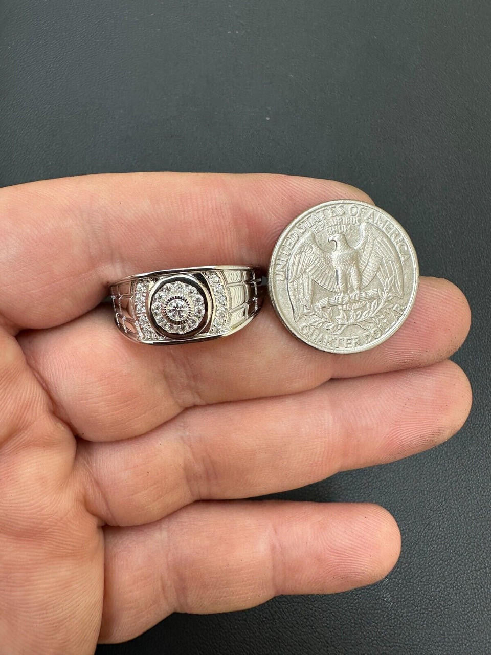 HarlemBling 0.5ct Moissanite Men's Real Solid 925 Silver Ring Passes Tester Iced Sizes 6-13