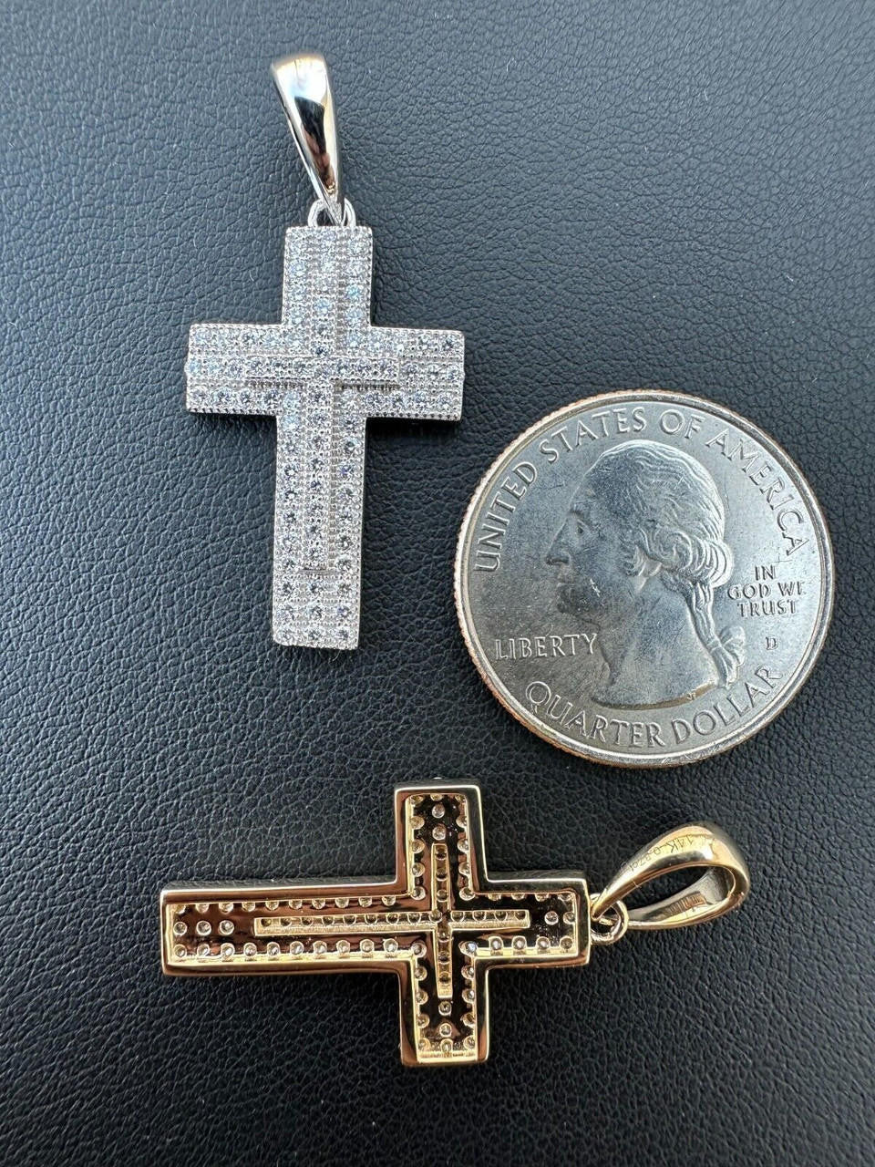 HarlemBling 0.87ct Real Diamond Iced Cross Pendant Solid 14k Gold Necklace Pendant