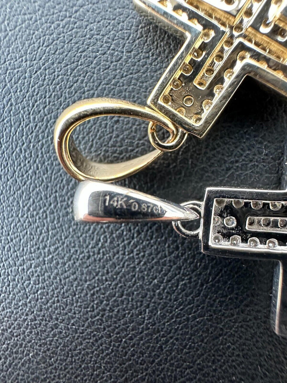 HarlemBling 0.87ct Real Diamond Iced Cross Pendant Solid 14k Gold Necklace Pendant