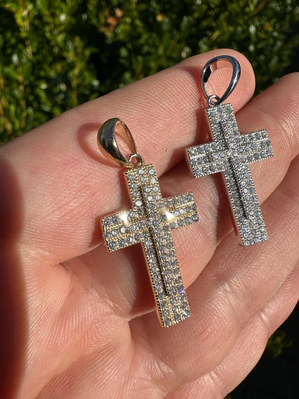 HarlemBling 0.89ct VVS Real Diamond Iced Cross Pendant Natural 925 Silver Necklace Pendant