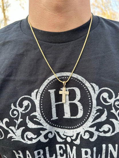 HarlemBling 0.89ct VVS Real Diamond Iced Cross Pendant Natural 925 Silver Necklace Pendant